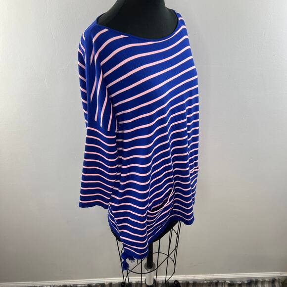LILLY PULITZER Twilight Blue Coastal Shell Stripe Elba Tassel Sweater Size S - Picture 6 of 11